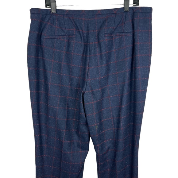 Talbots Pants Size 14 Navy Wool Blend Windowpane Slim-leg NWT - Picture 8 of 9
